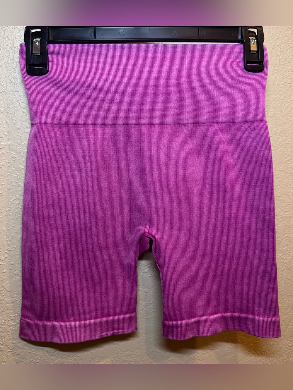 High-Waist Ribbed Biker Shorts - Bright Magenta No Boundaries
